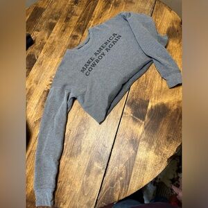 MAKE AMERICA COWBOY AGAIN crop top crew neck sweater